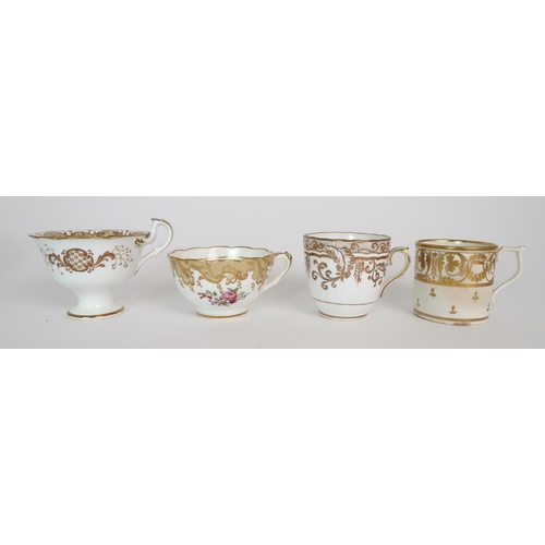 308 - THREE CAPODIMONTE CUPS AND SAUCERS