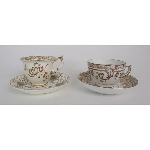 308 - THREE CAPODIMONTE CUPS AND SAUCERS