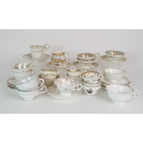 308 - THREE CAPODIMONTE CUPS AND SAUCERS