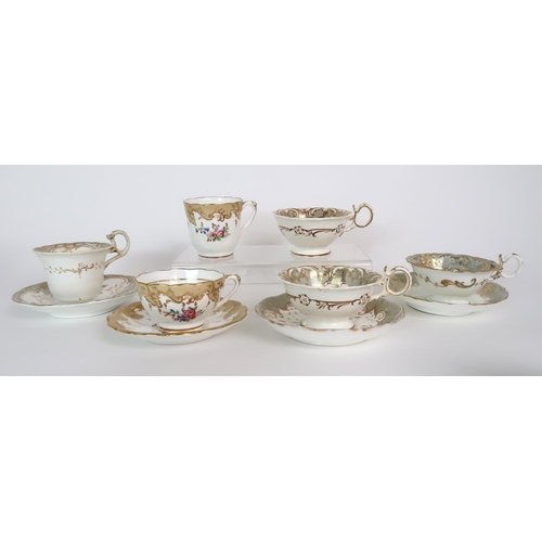 308 - THREE CAPODIMONTE CUPS AND SAUCERS