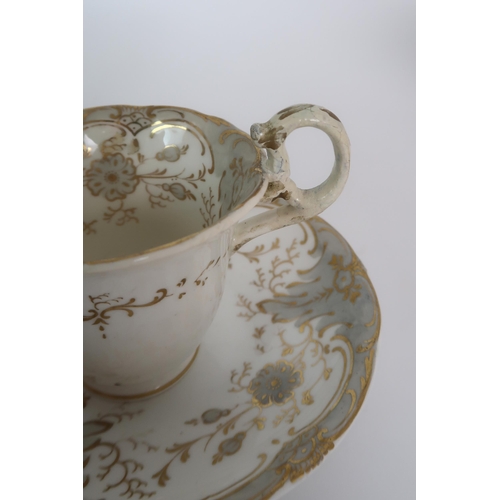 308 - THREE CAPODIMONTE CUPS AND SAUCERS