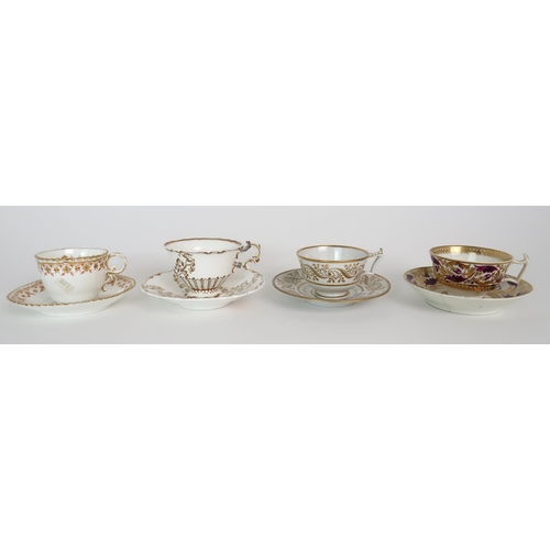 308 - THREE CAPODIMONTE CUPS AND SAUCERS