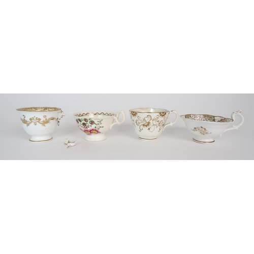 308 - THREE CAPODIMONTE CUPS AND SAUCERS