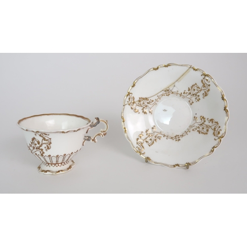 308 - THREE CAPODIMONTE CUPS AND SAUCERS