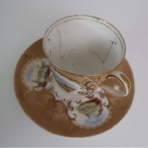 308 - THREE CAPODIMONTE CUPS AND SAUCERS