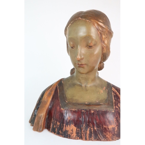 310 - A PAINTED TERRACOTTA BUST OF A WOMAN