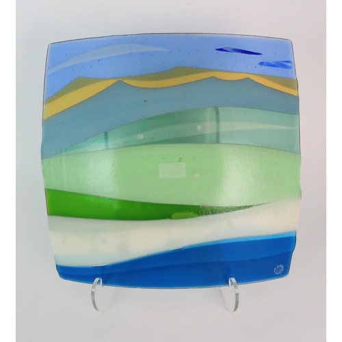 320 - SCOTT IRVINE (b. 1970) - TWO FUSED GLASS LANDSCAPE PANELS