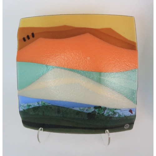 320 - SCOTT IRVINE (b. 1970) - TWO FUSED GLASS LANDSCAPE PANELS