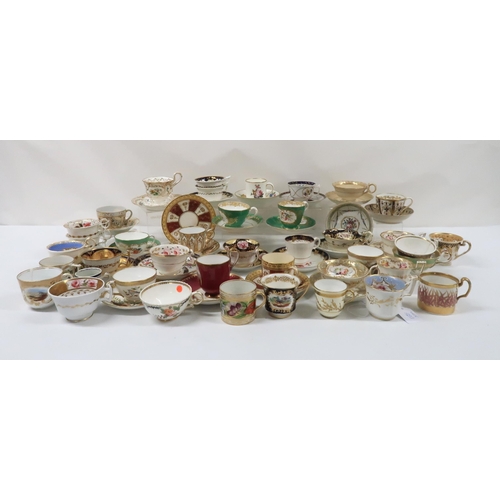 331 - A COLLECTION OF ANTIQUE CUPS AND SAUCERS