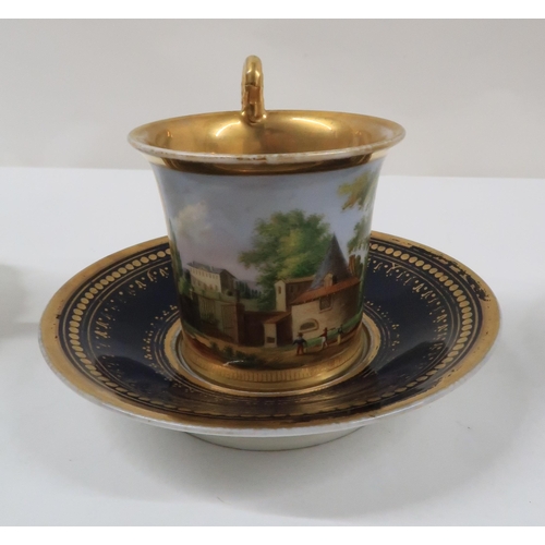 332 - AN EMPIRE STYLE GILT METAL AND CUT GLASS TAZZA