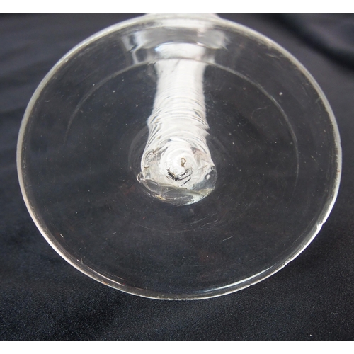 349 - AN 18TH CENTURY BEILBY STYLE AIR TWIST STEM DRINKING GLASS