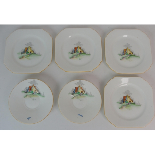 353 - A SHELLY ART DECO COUNTRY COTTAGE TEASET