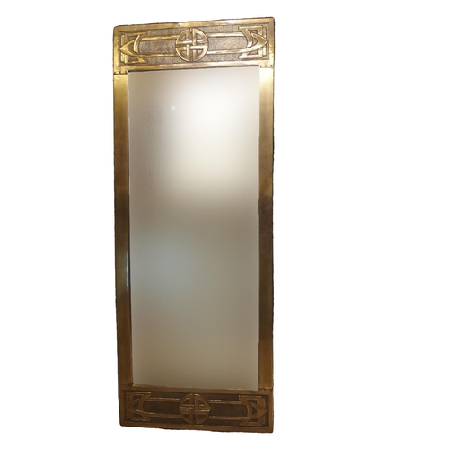 362 - A GLASGOW SCHOOL STYLE BRASS FRAMED MIRROR