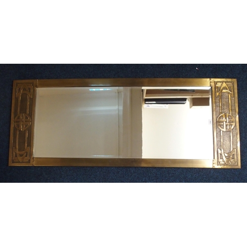 362 - A GLASGOW SCHOOL STYLE BRASS FRAMED MIRROR