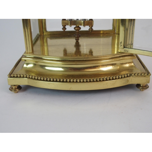 363 - A FRENCH FOUR GLASS AND BRASS MANTLE CLOCK