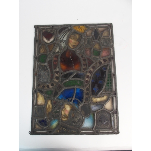 365 - SADIE MCLELLAN - A LEADED AND STAINED GLASS PANEL