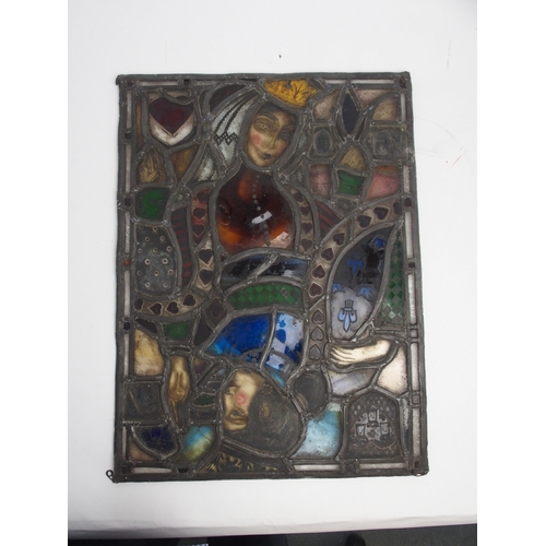 365 - SADIE MCLELLAN - A LEADED AND STAINED GLASS PANEL