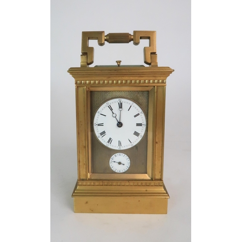 370 - A FRENCH BRASS AND GLASS REPEATER CARRIAGE CLOCK