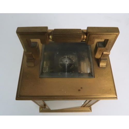 370 - A FRENCH BRASS AND GLASS REPEATER CARRIAGE CLOCK