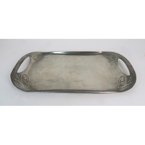 371 - LIBERTY & CO ARCHIBALD KNOX DESIGN PEWTER OBLONG TRAY