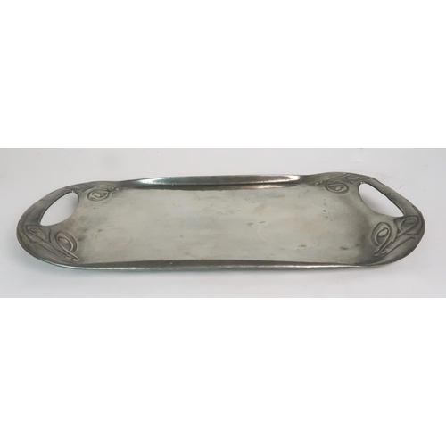 371 - LIBERTY & CO ARCHIBALD KNOX DESIGN PEWTER OBLONG TRAY