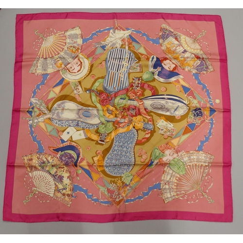 401 - AN ORIGINAL AU SPORT D'HIVER HERMES SILK SCARF