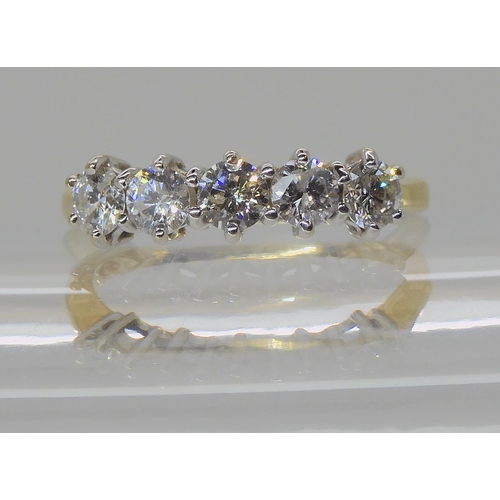 532 - AN 18CT GOLD FIVE STONE DIAMOND RING