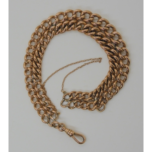 545 - A 9CT GOLD DOUBLE FOB CHAIN BRACELET