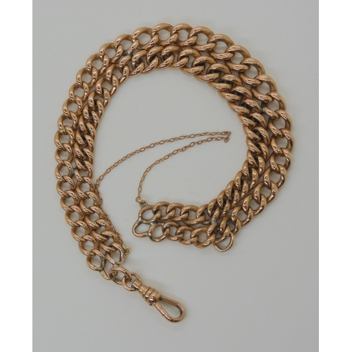 545 - A 9CT GOLD DOUBLE FOB CHAIN BRACELET