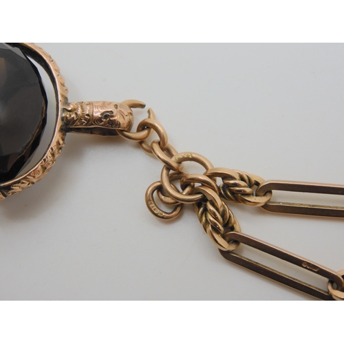 559 - A 9CT ROSE GOLD FANCY FOB CHAIN & SEAL