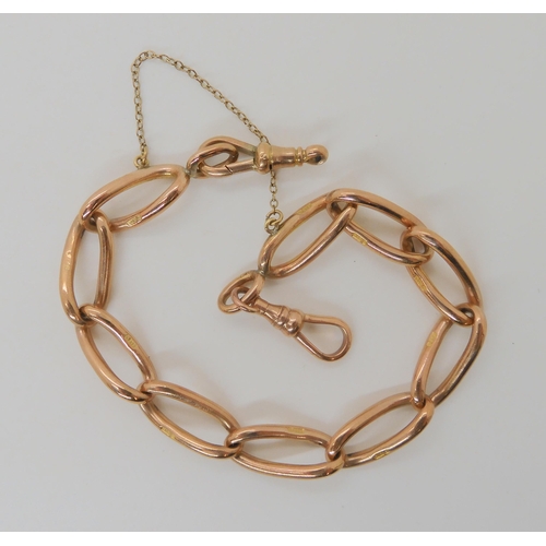 588 - A 9CT ROSE GOLD FOB CHAIN BRACELET