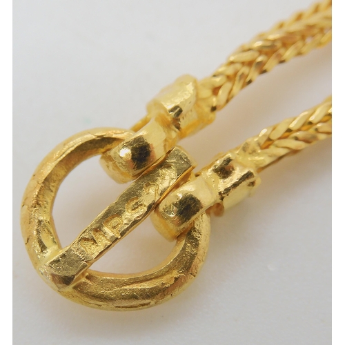 589 - A BRIGHT YELLOW METAL HERRINGBONE CHAIN