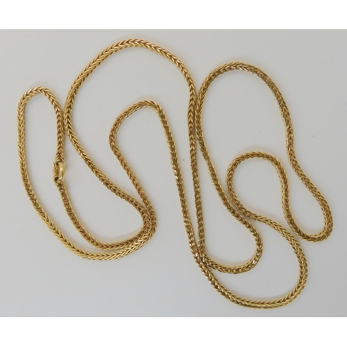 594 - A BRIGHT YELLOW METAL HERRINGBONE CHAIN