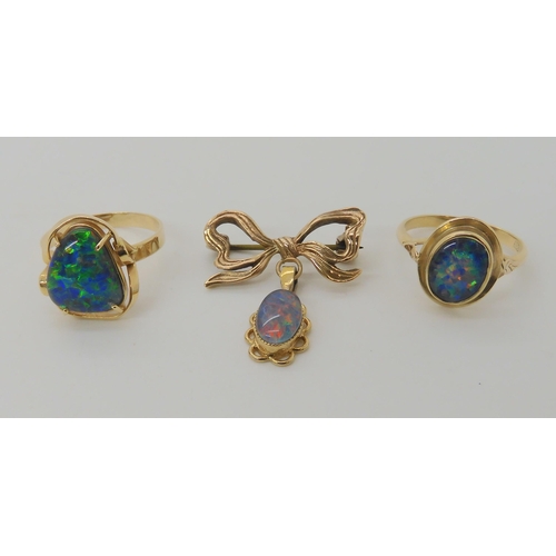 597 - A COLLECTION OF OPAL TRIPLET JEWELLERY