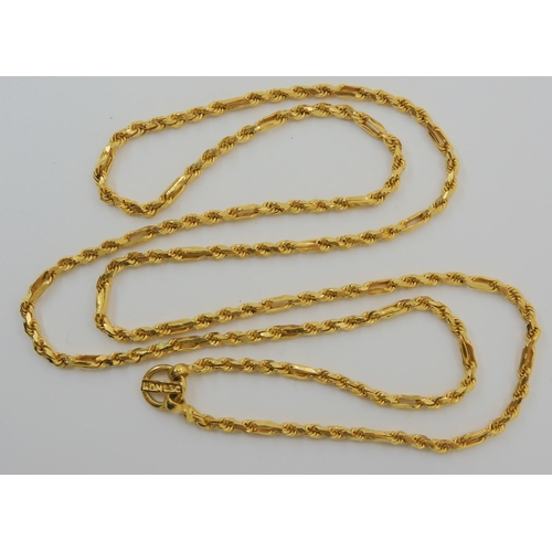 604 - A BRIGHT YELLOW METAL ROPE CHAIN