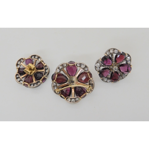 608 - A SUITE OF GARNET AND DIAMOND LATE VICTORIAN JEWELLERY