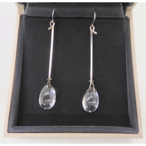 610 - A PAIR OF GEORG JENSEN CRYSTAL DEW DROP EARRINGS