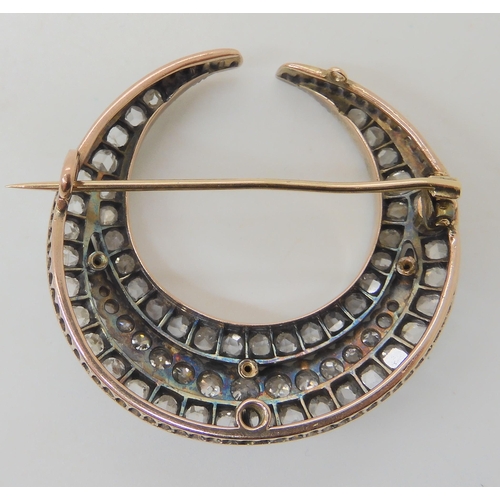 611 - A VICTORIAN DIAMOND CRESCENT MOON BROOCH