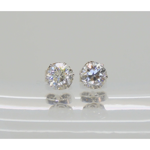 614 - A PAIR OF SUBSTANTIAL DIAMOND STUD EARRINGS