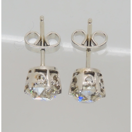 614 - A PAIR OF SUBSTANTIAL DIAMOND STUD EARRINGS