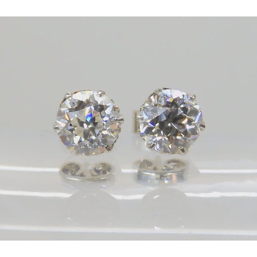 614 - A PAIR OF SUBSTANTIAL DIAMOND STUD EARRINGS