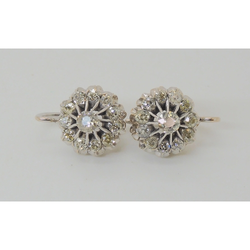 624 - A PAIR OF DIAMOND CLUSTER EARRINGS