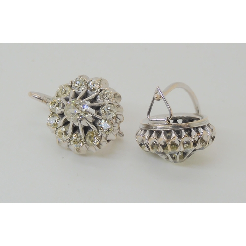 624 - A PAIR OF DIAMOND CLUSTER EARRINGS