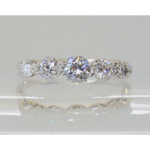 631 - A FIVE STONE OLD CUT DIAMOND RING