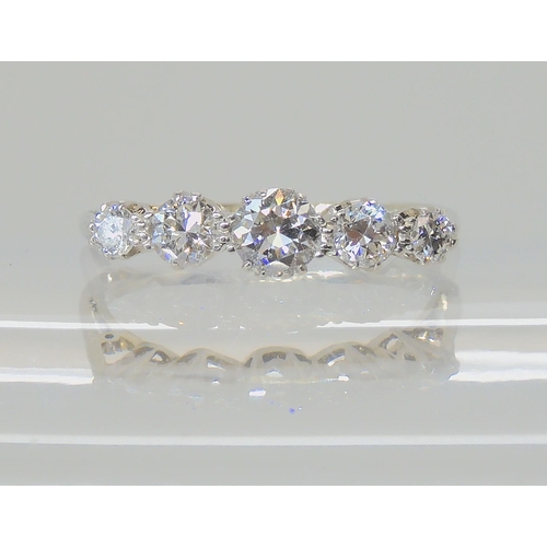 631 - A FIVE STONE OLD CUT DIAMOND RING