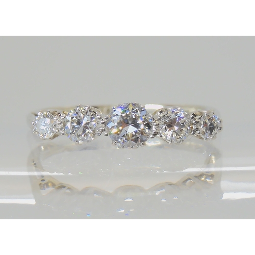 631 - A FIVE STONE OLD CUT DIAMOND RING