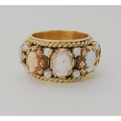 637 - A 14K GOLD SUBSTANTIAL CAMEO SPECIMEN RING