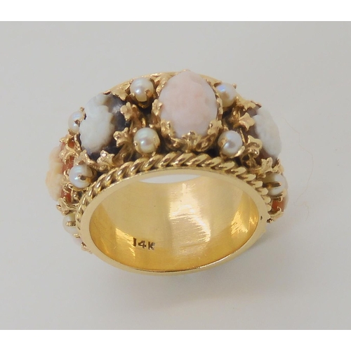 637 - A 14K GOLD SUBSTANTIAL CAMEO SPECIMEN RING