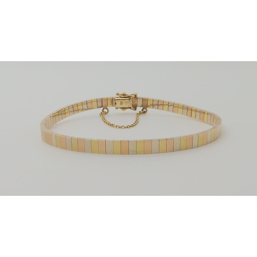 650 - A 9CT TRICOLOUR GOLD BRACELET