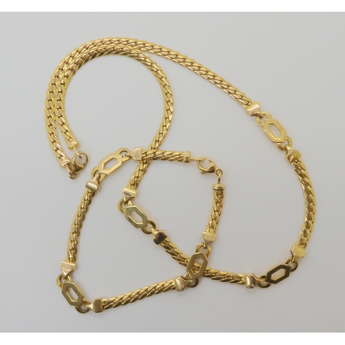 665 - A 9CT GOLD FANCY NECK CHAIN AND MATCHING BRACELET